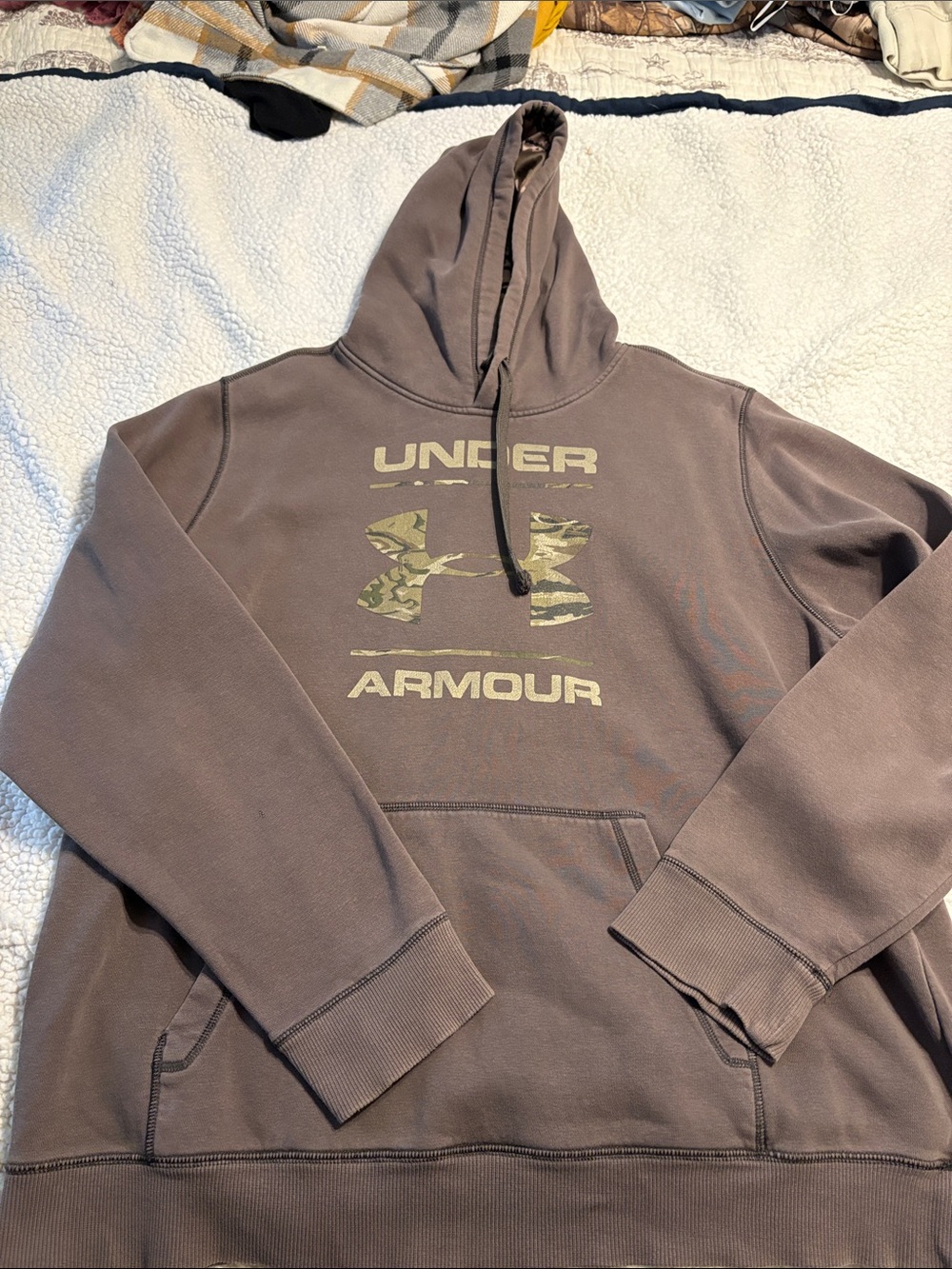 Under Armour Brown Pullover Hoodie with Camouflage Logo
